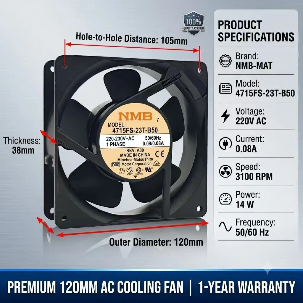 Original For NMB-MAT 4715FS-23T-B50 A90L-0001-0335#B 12038 12cm 3100RPM AC Fan 220V 14W Thermally Protected Ventilation Fan
