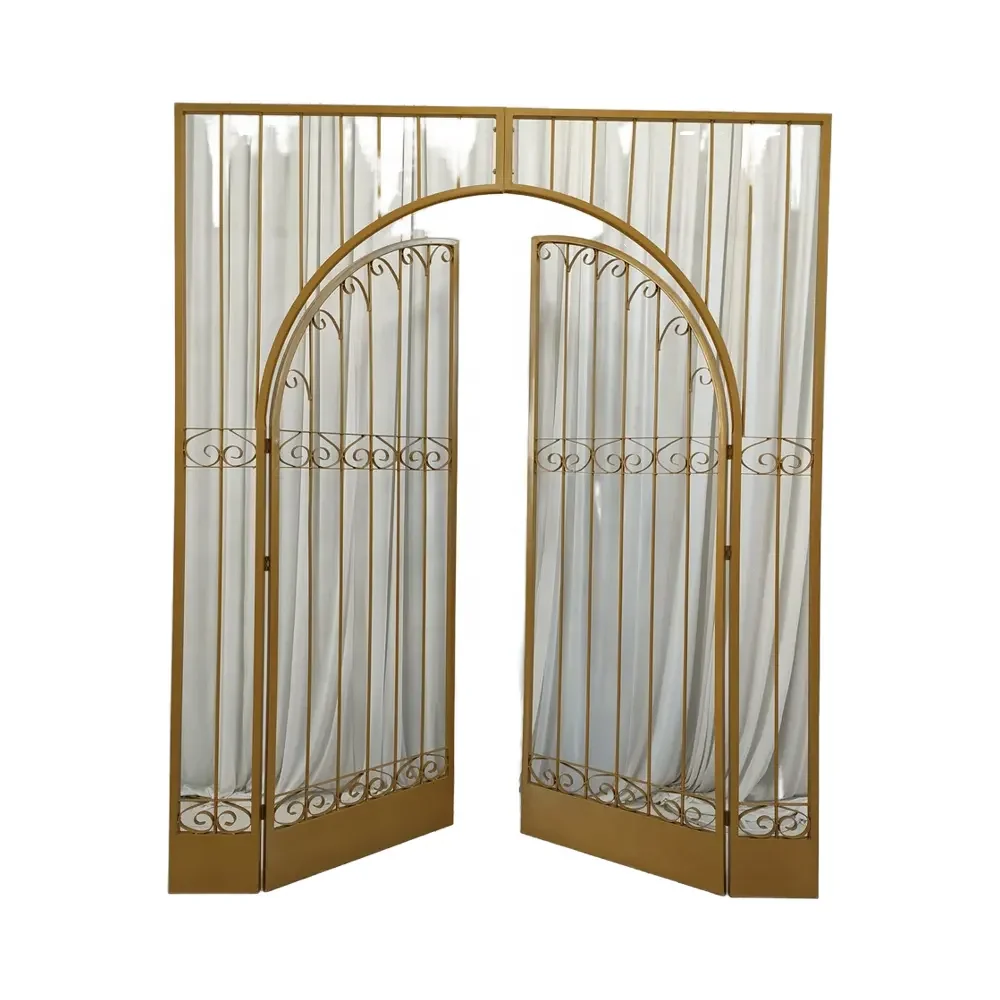 Popular Selling Iron Gold Wedding Hall Props Decoration Entrance Metal Gate Backdrop for Event Party Decoration