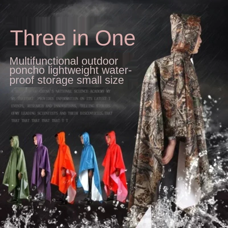 3 In 1 Outdoor Military Waterproof Raincoat Rain Coat Men Raincoat Women Awning From The Rain Motorcycle Rain Poncho Picnic Mat