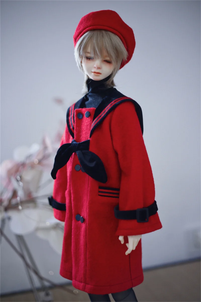 【30days made】1/3 1/4 Scale BJD Dolls Loose Navy Collar Long Style Cashmere Coat for ID75 POPO68 Uncle SD10 Action Figure Toys