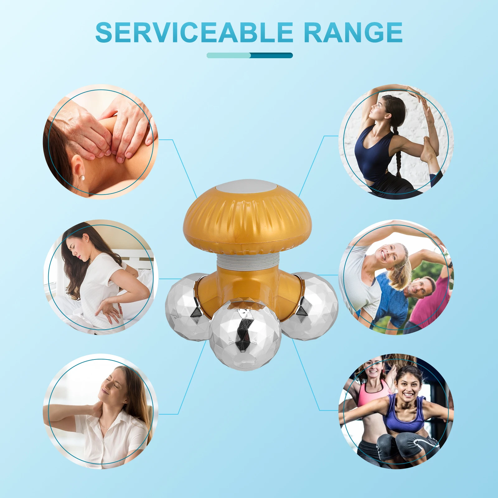

Creative Mushroom Electric Massager Portable Body Massaging Device for Muscle Relaxation Blood Circulation for Shoulder