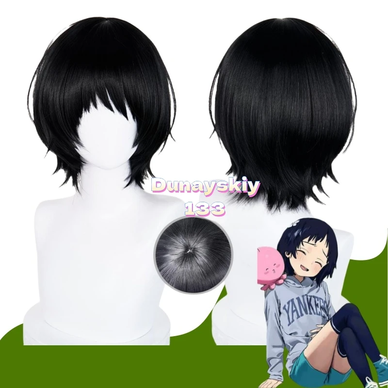 Peluca de cosplay Kuze Shizuka y Kirarazaka Marina (El pecado original de Anime Takopi) Cámara feliz y accesorio de cinta rosa Halloween y Navidad