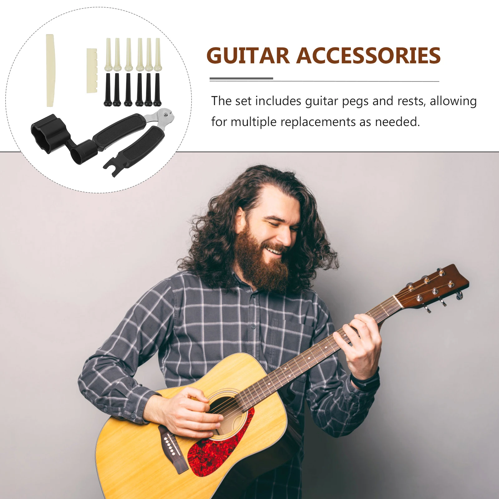 

1 set 1 Set Guitar Pegs Bridge Pins String Rests Winder Cutter Kit For Acoustic Guitar Maintenance Tools Accessories Parts