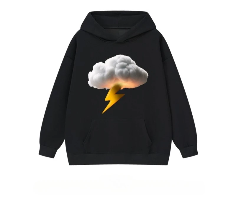 

Новая осенне-зимняя толстовка с капюшоном с американским принтом Lightning Cloud 2025 года — модный и повседневный топ для мужчин и женщин 090402.