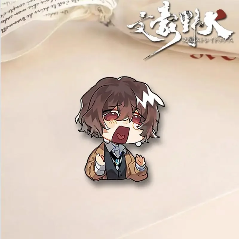 Bungo Stray Dogs Acrylic Brooch Dazai Osamu Nakahara Chuuya Anime Accessories Q Version Cartoon Badge Cute Bag Ornament Collect