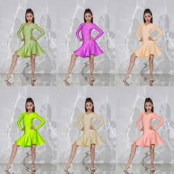 Vestido de competición de baile de salón estándar nacional para niñas, traje profesional de baile latino, ropa de práctica de escenario, SL8864, 9 colores