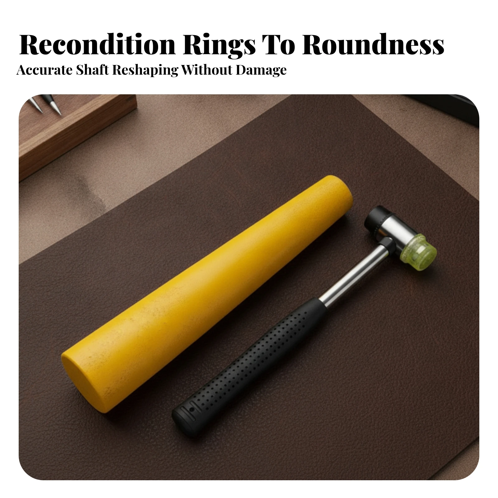 Bracelet Mandrel with Rubber Mallet Low-Impact Bangle Sizing Tool with Hammer Bracelet Mandrel Textured for Jewelers, Bench Work