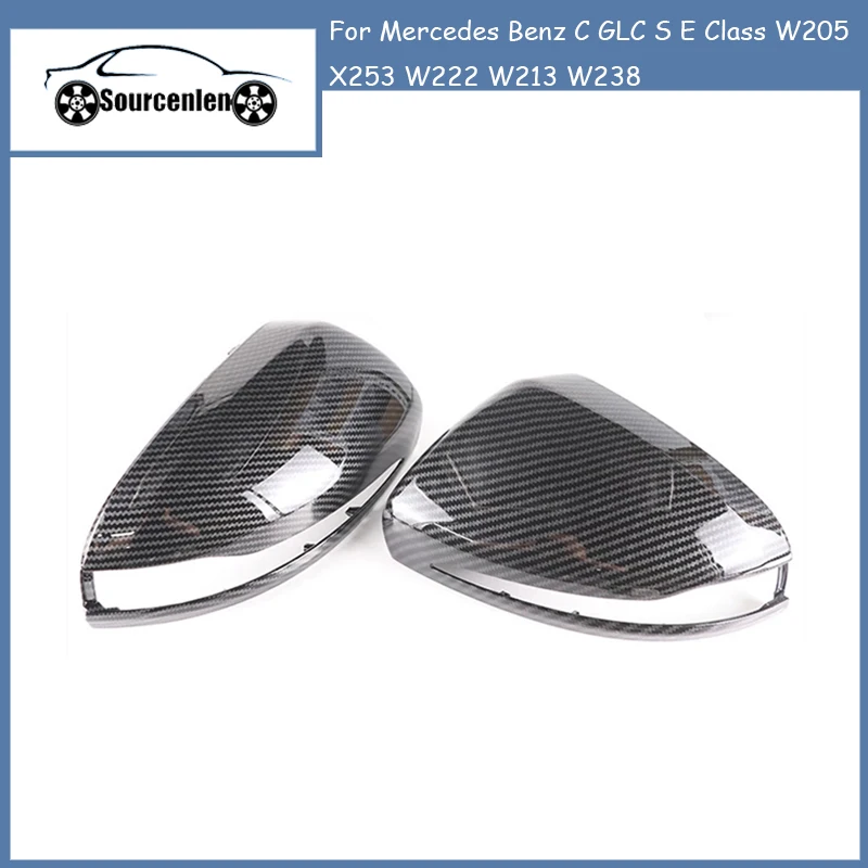 

For Mercedes Benz C GLC S E Class W205 X253 W222 W213 W238 Replacement carbon Black Side Rearview Mirror Cover Caps Shell LHD