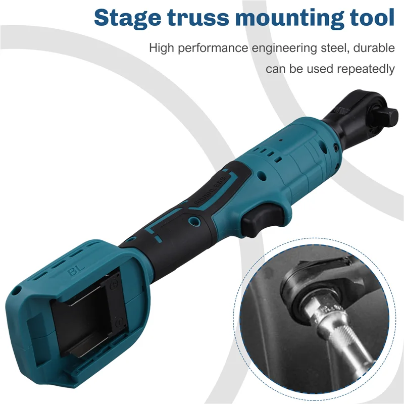 

A67P-3/8Inch Ratchet Wrench 90 Degree Straight Wrench Heavy Duty Mini Right Angle Ratchet Wrench For 18V 20V Battery
