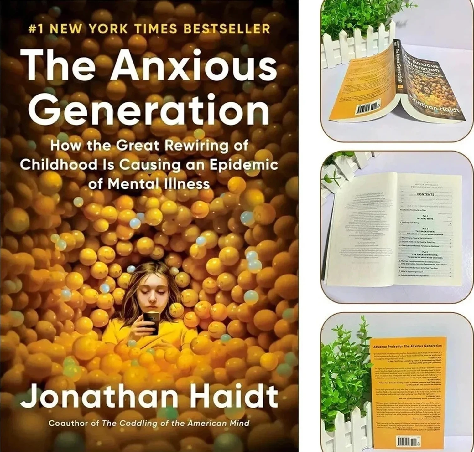 

«Поколение тревожных» (английское издание), бестселлер The New York Times, книга для подростков о психическом здоровье, психология цифровой эпохи, твердый переплет