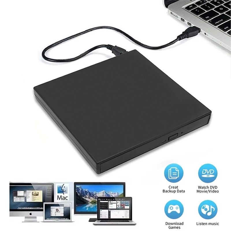 USB 3.0 External CD DVD Drive For Notebook Desktop Optical Disc High Speed Disc Reader Writer For Software Music Movie Backup