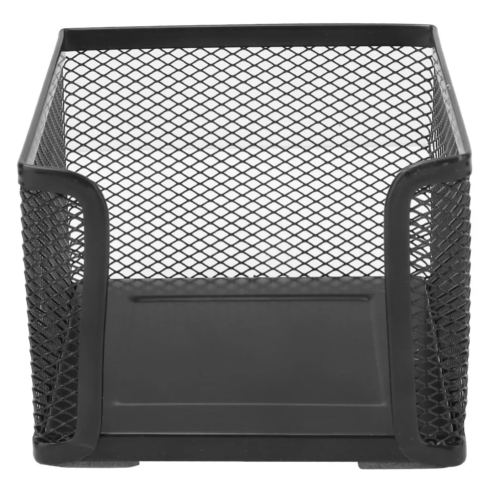Durable Non-slip Base Design Note Box Metal Mesh Black Note Card Box Strong Stand Organizer Metal Note Box Business Environment