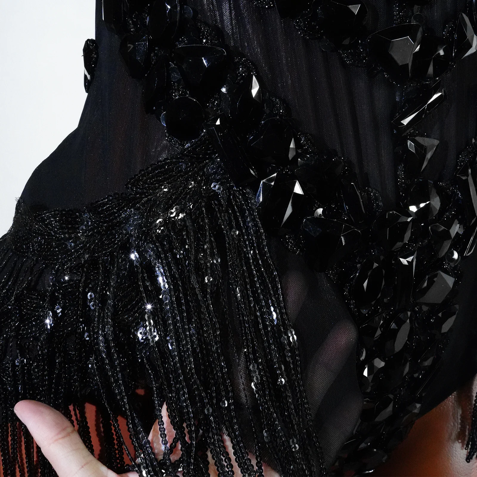 Sexy Mesh Sheer Black Rhinestone rhinestone Bodysuit Singer Dancer Show Stage Outfit Celebrate Party Night Club Performance Waer