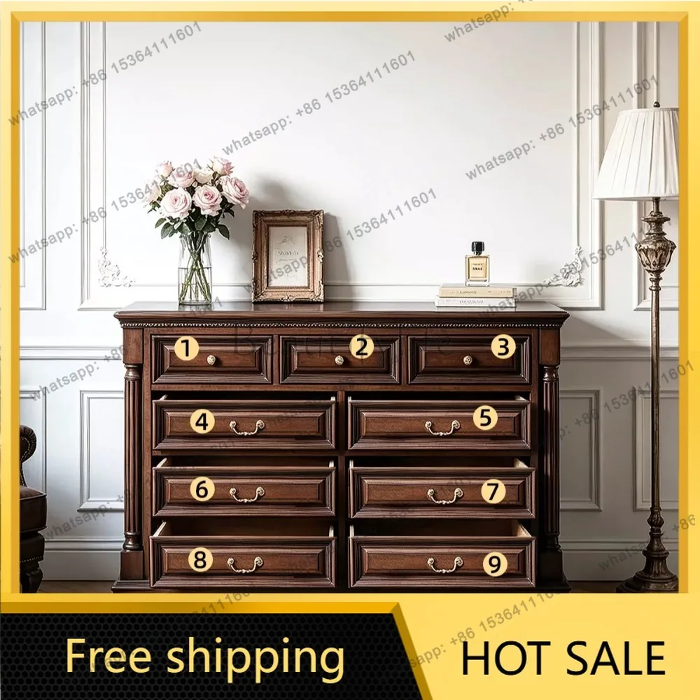 FG American solid wood retro French antique style multi-pump storage cabinet against the wall