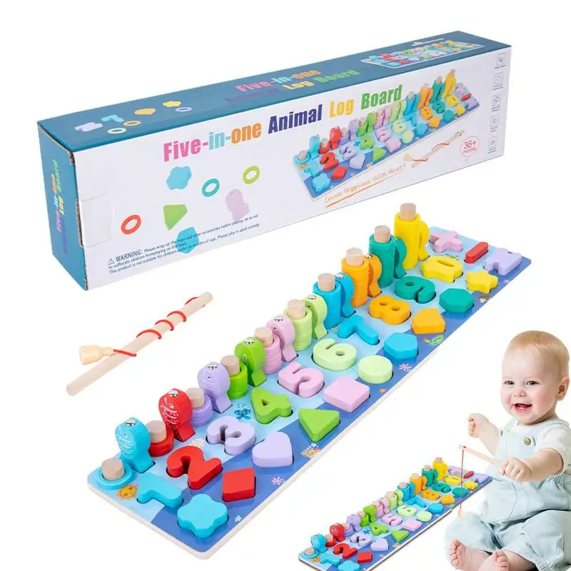 Number Matching Puzzle Number Shapes Counting Board 5 In 1 Puzzle Board Shape Color Recognition Toy Preschool Learning Toys For