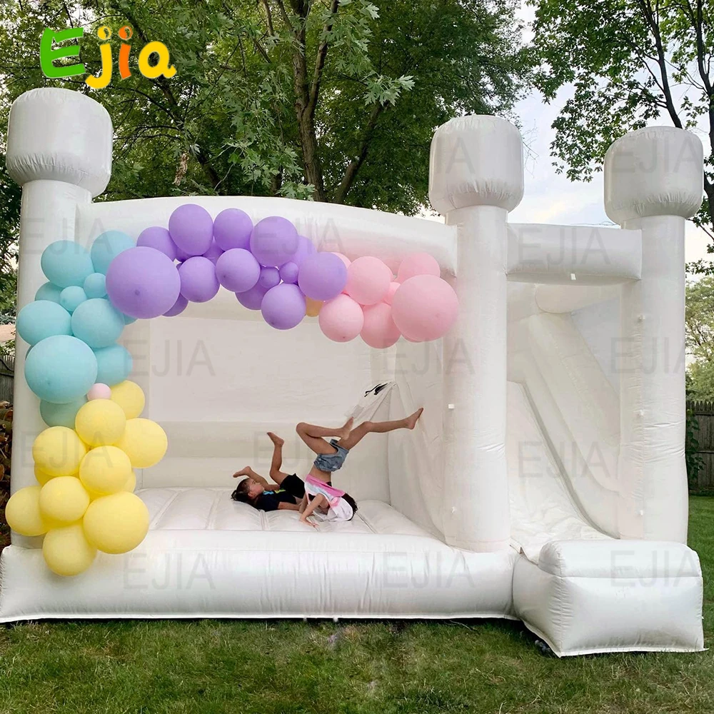 

13/15ft Commercial PVC Bouncy Castle Jumping Bed Bounce House Inflatable White Bounce House With Slide For Wedding Party