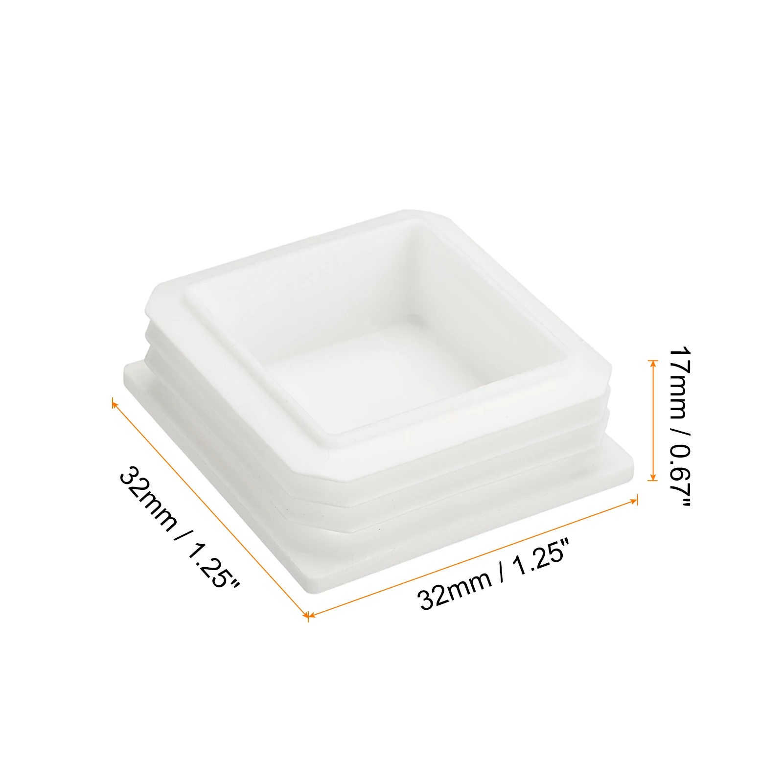 4/8/10Pcs Plastic Tubing Plug Square Post Tubing End Caps for Handrail Stair Newel Guardrail Tube 32x32mm (1.25inch) White/Black
