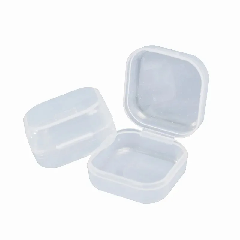 Plastic Earplug Box Mini PP Square Fish Hook Component Storage Box Single Grid Covered Transparent Box