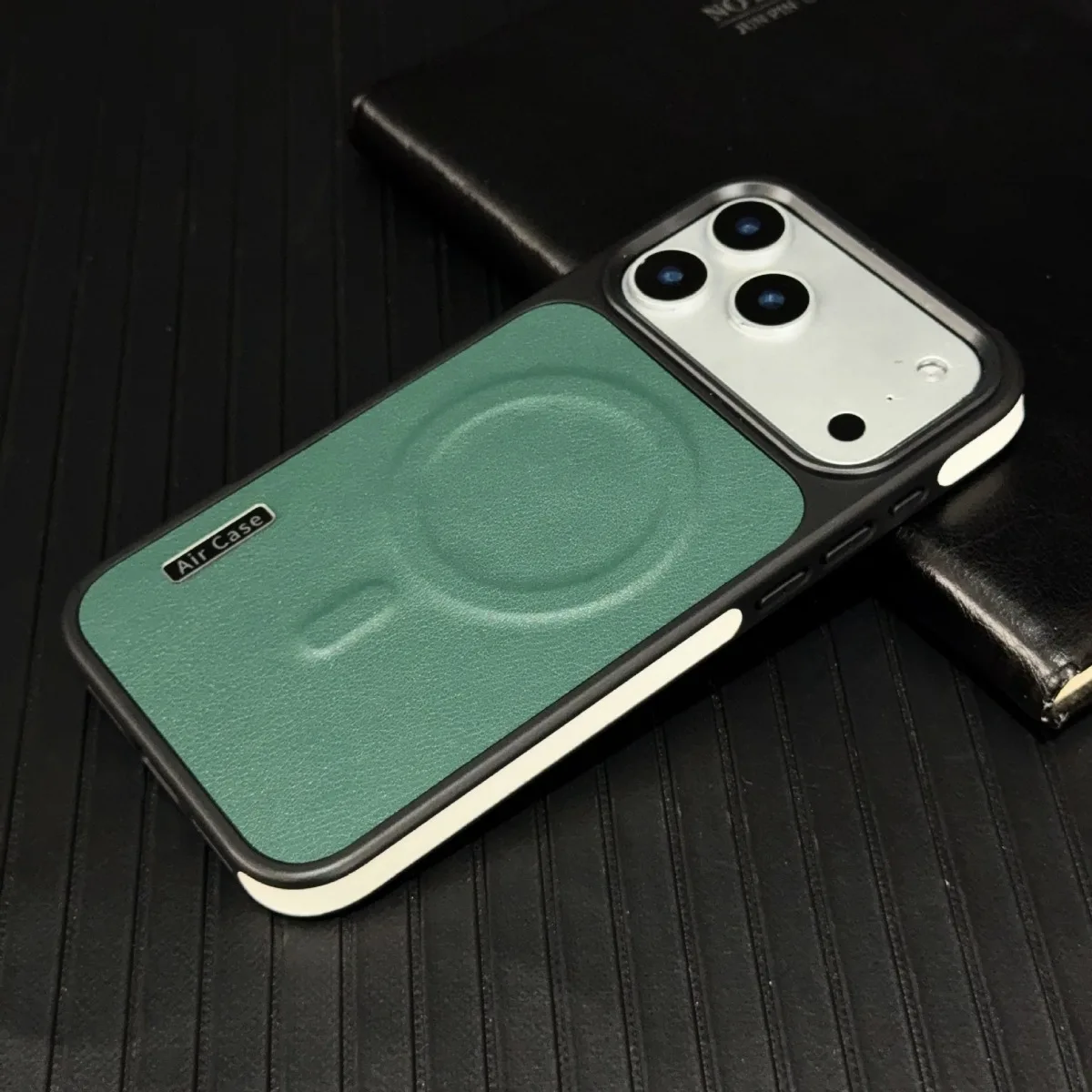 Magnetische Hülle für iPhone 17 Pro Max 17 Pro, Luftabdeckung, Leder, Seitenrandung, Farbblock, weiche Mag-Safe-Hülle, stoßfeste Telefon- Fundas
