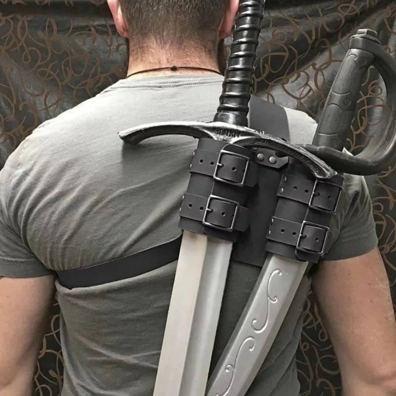 Adjustable Medieval Sling Double Sword Sword Case Vintage Pirate Cosplay Accessories Without Sword Party Props