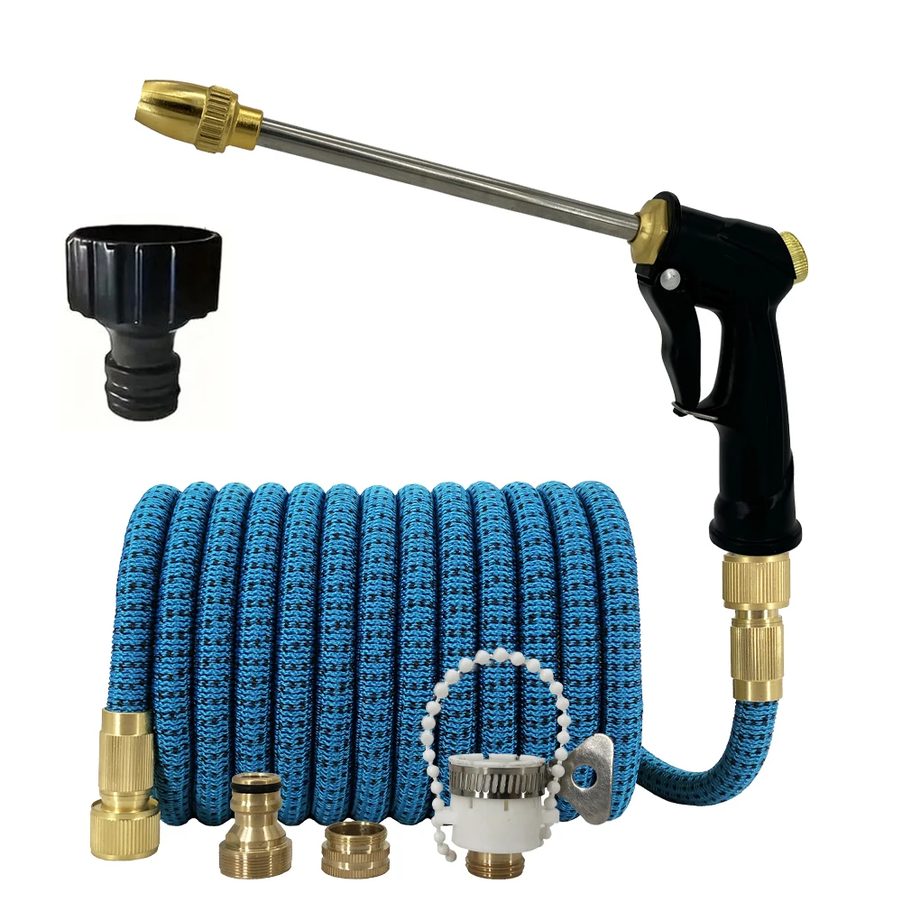 High Pressure Garden Water Hose FLOWERS SPRAL Expandable Flexible Stripes Pipes for Garden Farm Irrigation Car Wash TPE Reel Gun