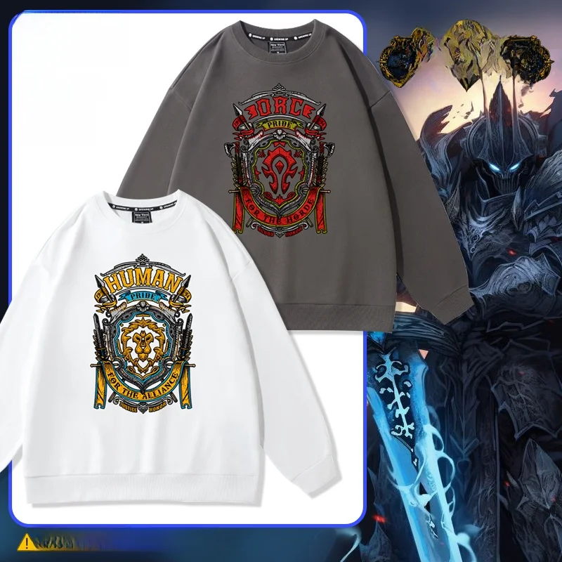 

Мужская толстовка World of Warcraft Alliance Tribe с круглым вырезом и флисовой подкладкой, весна-осень-зима, к 20-летию, премиум-класса