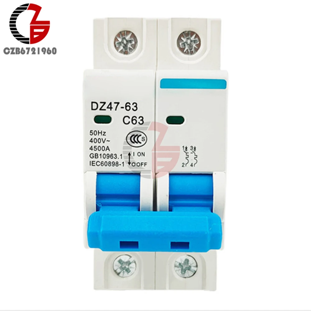 2p Ac 1000v Solar Mini Circuit Breaker 3A 6A 10A 16A 20A 25A 32A 40A 50A 63A Ac Mcb For Pv System 2p Air Switch Dz47-63