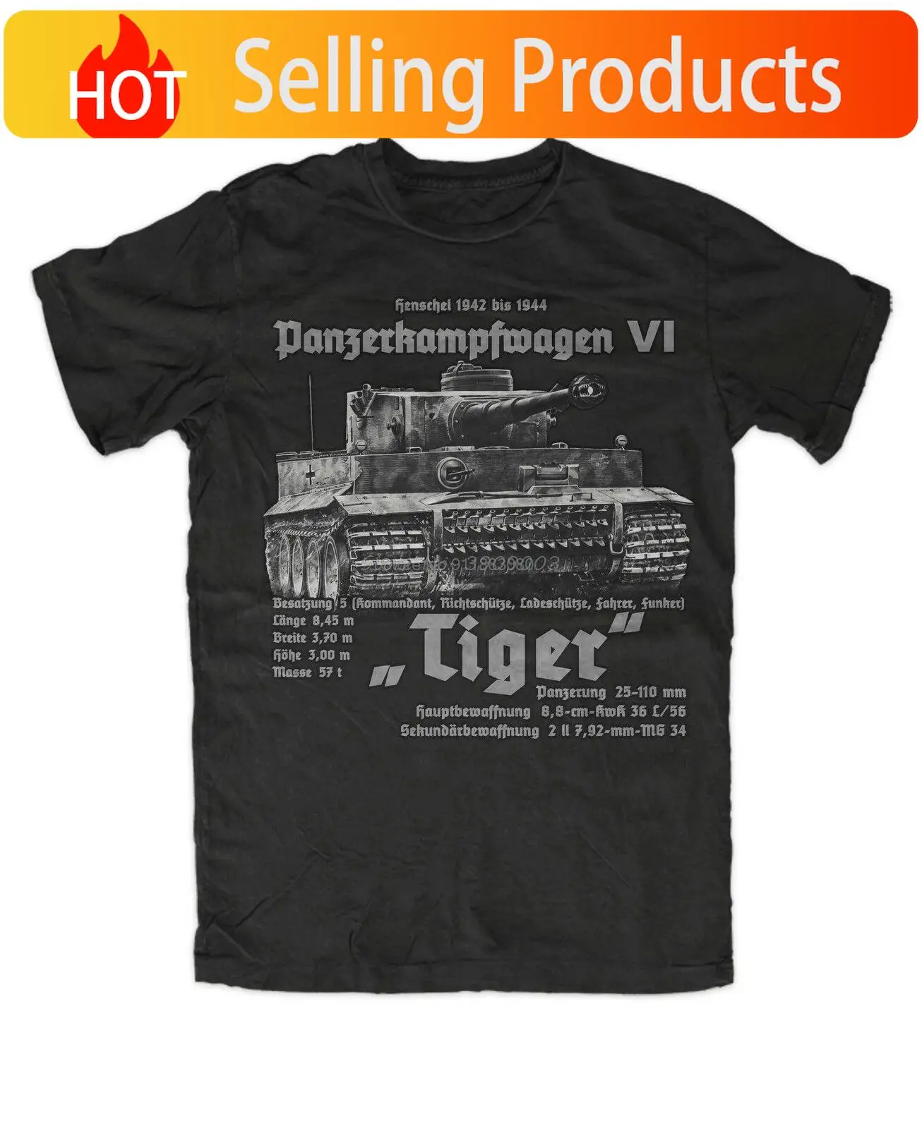 German Armored Troops Tiger Tank Printed T-Shirt Royal Armoury Summer Cotton Short Sleeve Men T Shirt Oversized Streetwear Tees