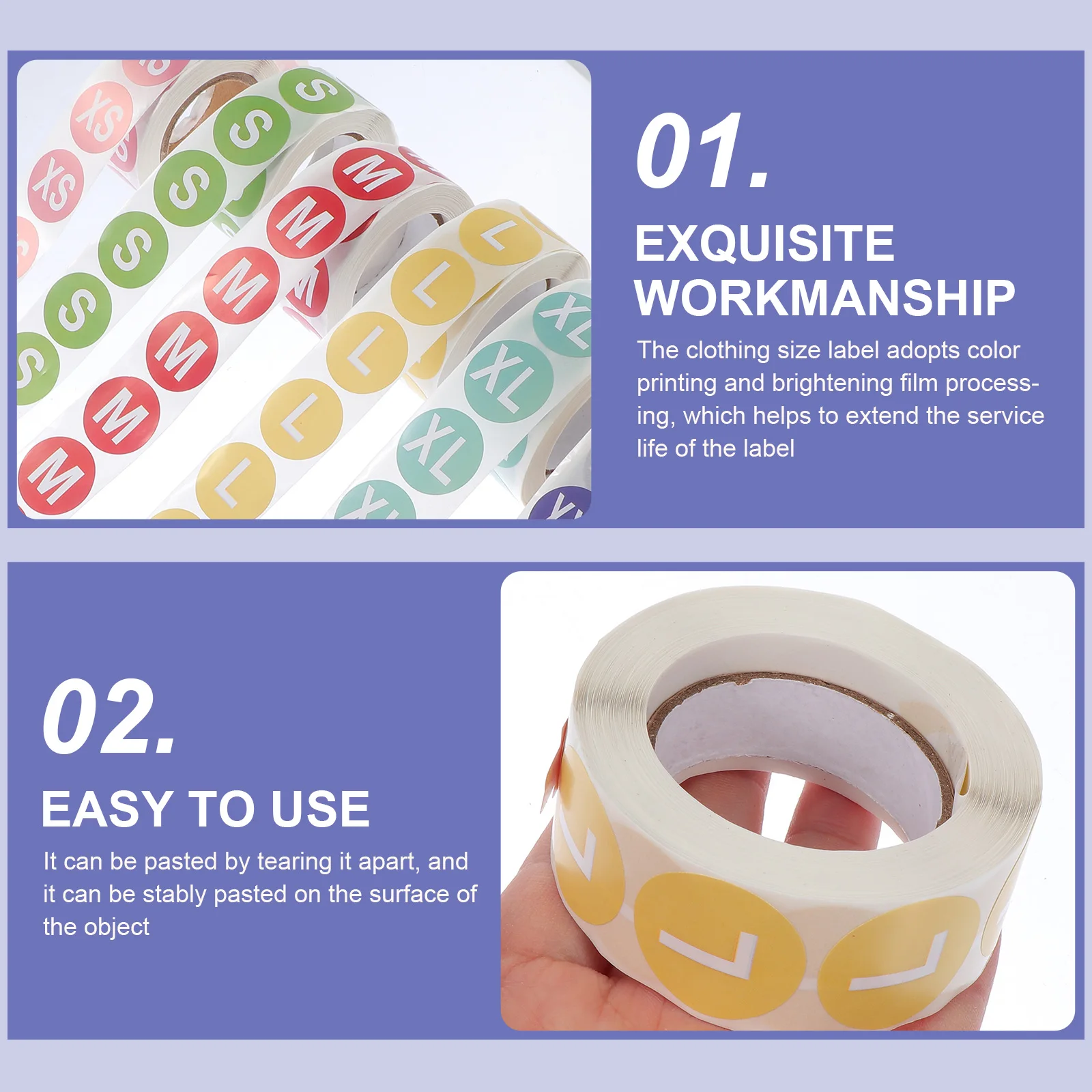 7 Rolls Size Sticker Clothes Round Label Embroidered Self-adhesive Clothing Child