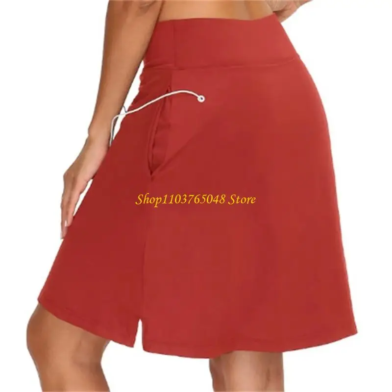 R53E High Waist Tennis Skirt Built in Shorts Breathable Adjustable Waistband Athletic Shorts With Pocket For Women Golfing