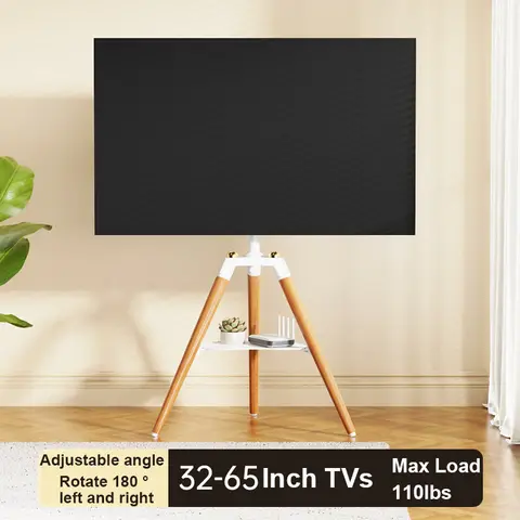 TV Stand for 32 to 65 Inch LED LCD OLED Screens, Portable Swivel Tripod TV Stand with Storage Tray  Max Load 110lbs