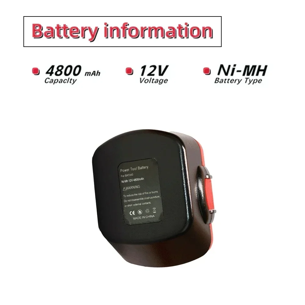 For Bosch BAT043 12V 4800mAh NI-MH Replacement PSR 1200 For BAT043 BAT045 BAT046 BAT049 BAT120 BAT139 GSB Tool Battery