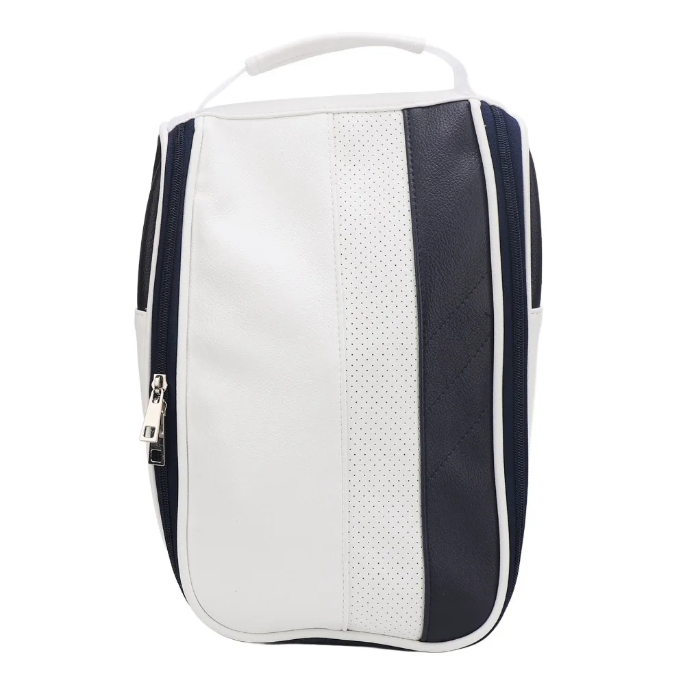 

PU Leather Golf Shoe Bag Zipper Closure Lightweight Golf Shoes Storage Bag With Handle Large Capacity Golf Accessory Bag