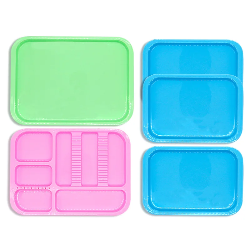 5pcs Colorful Dental Instruments Tray Autoclavable Plastic Trays Split Dentist Tool