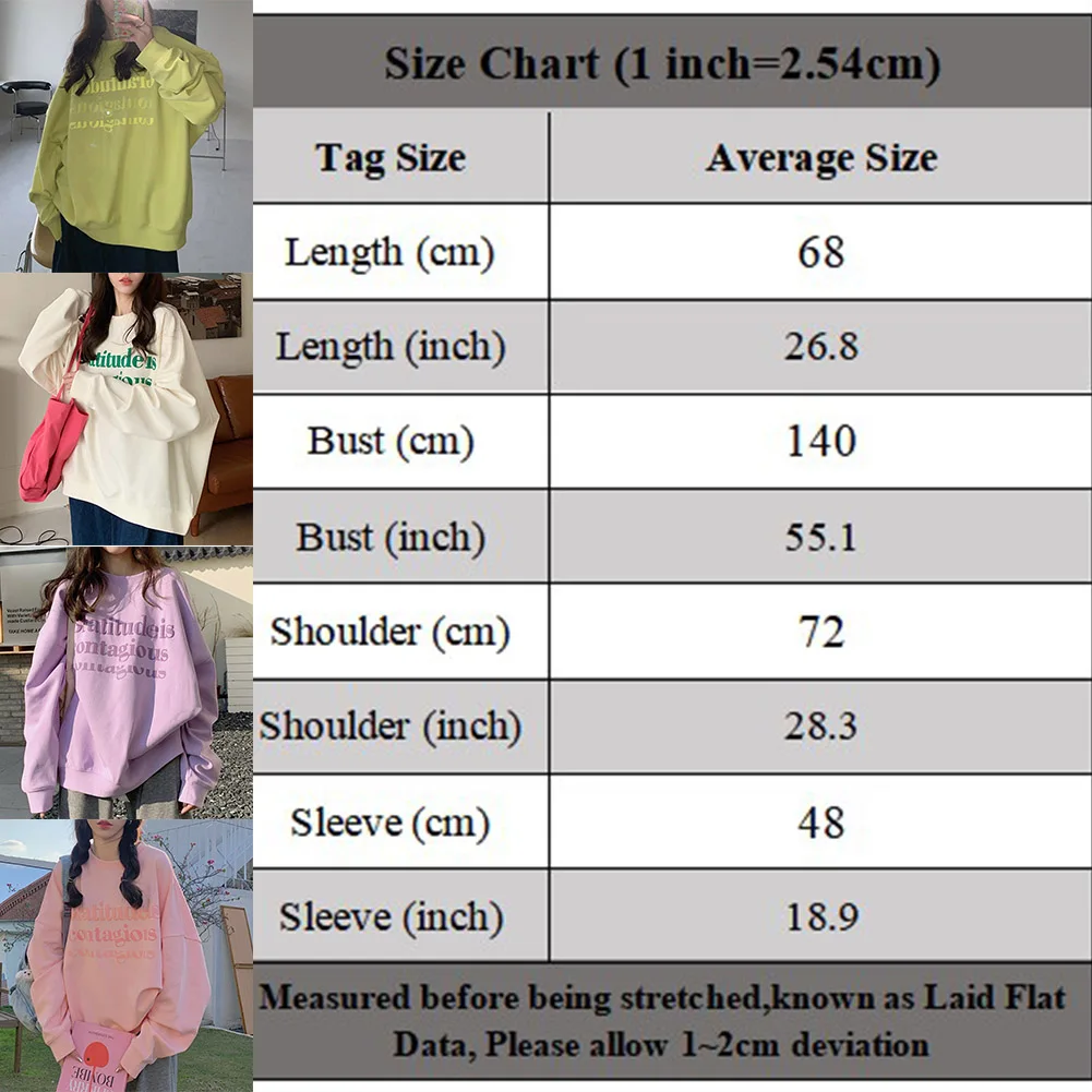 Women\'s Autumn Padded Letter Printed Loose Long Sleeve Sweatshirt Casual Pullover Sweatshirt