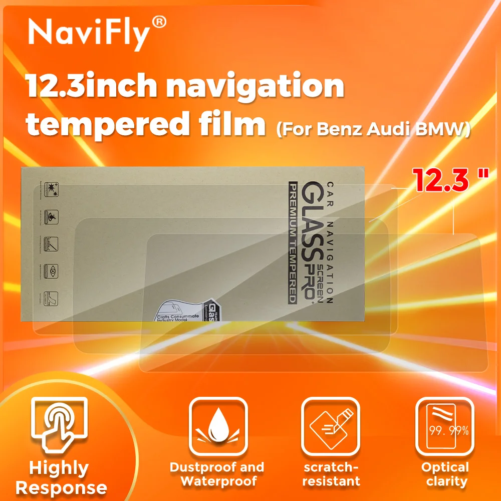 Pellicola Protettiva Navifly 12.3" per Autoradio Android Universale, Vetro Temperato HD Anti-Touch per Schermo LCD