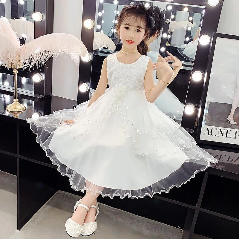 Girls' Dress2026New Summer Mesh Puffy Dress Fashionable High-end Girl Internet Celebrity Princess Style