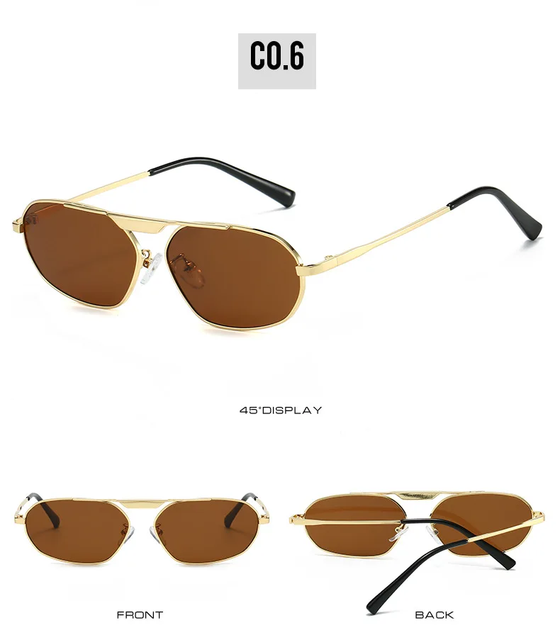 SO&EI Retro Unregelmäßige Polygon Cat Eye Metall Frauen Sonnenbrille Mode Marke Designer Männer Shades UV400 Punk Sonnenbrille – Detail 12