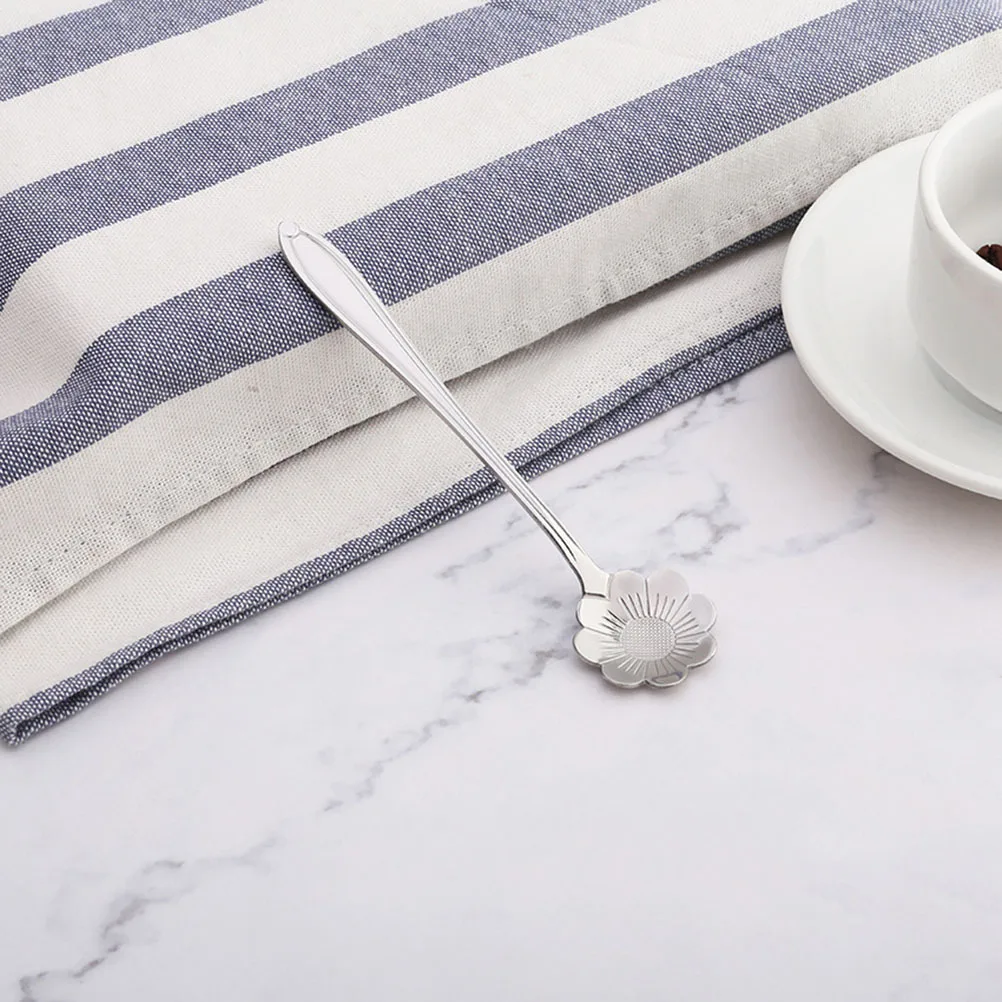 

8Pcs Flower Spoon Stainless Steel Modern Coffee Tea Spoons for Home Office Cherry Blossom Rose Daisy