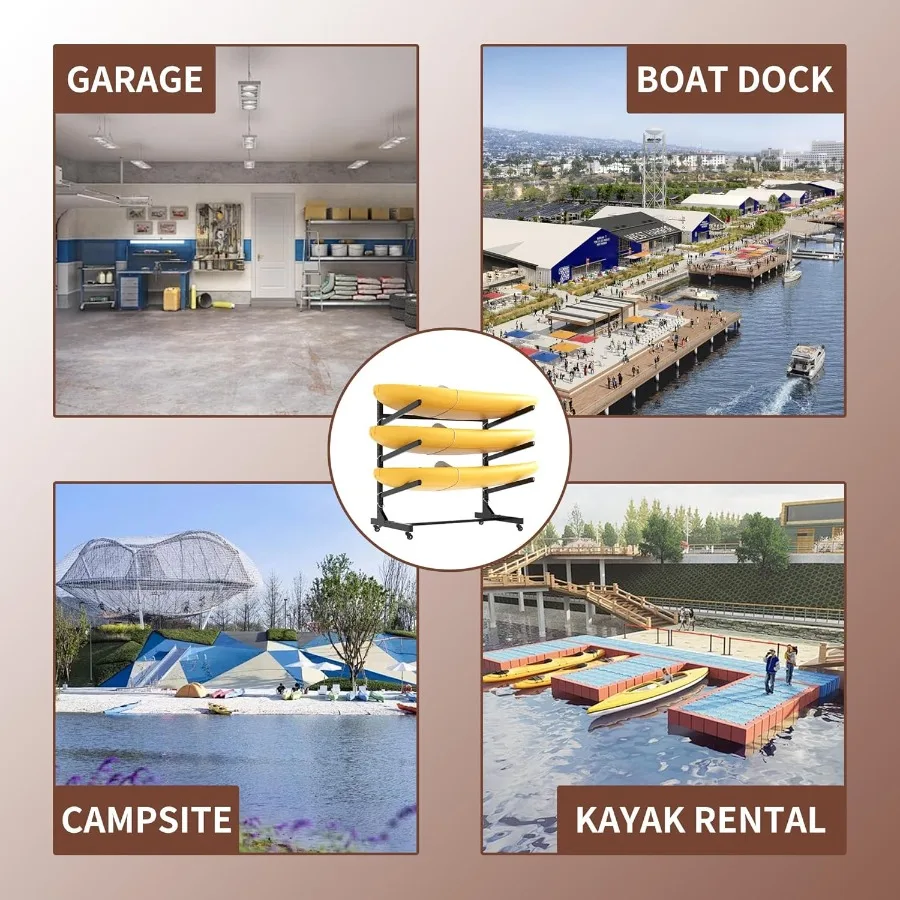 رف تخزين كاياك عالي التحمل مع عجلات قابل للتعديل قائم بذاته كاياك تقف المرآب رفوف كاياك خارجية لزوارق الكاياك Sur #6