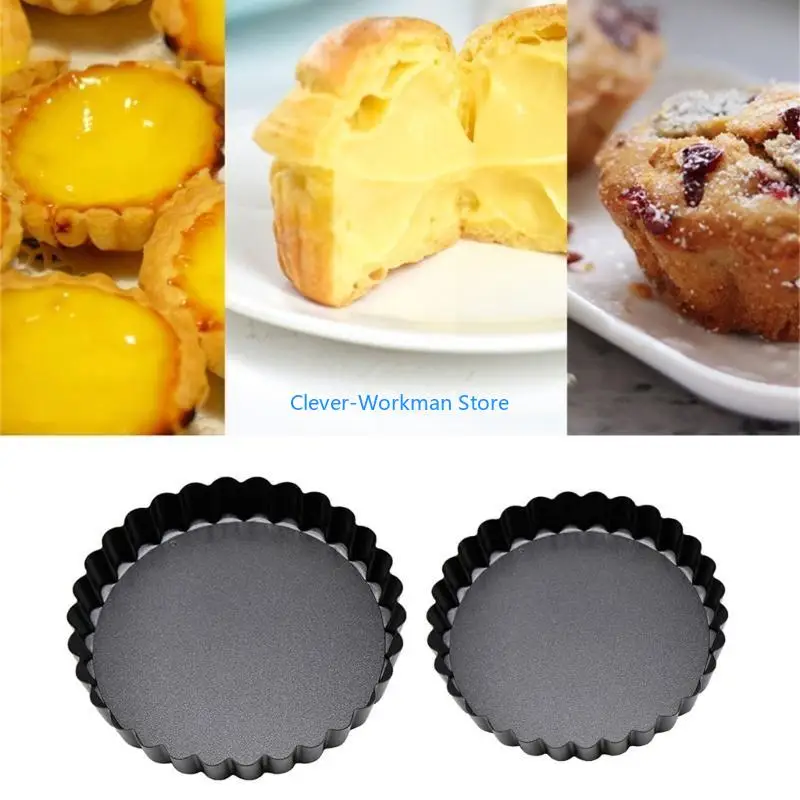 

24TD 6 Pieces Mini Baking Pans Fluted Molds with Removeable Bottoms Small Baking Molds Carbon Steel Material for Kitchen Use