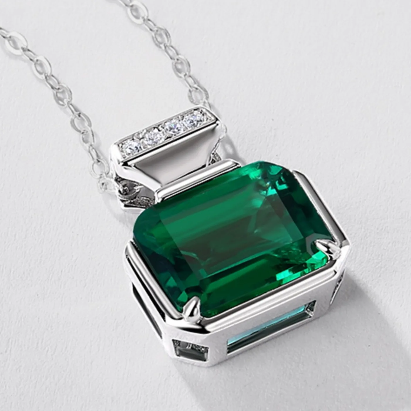 MUSHAN Luxury Jewelry 925 Sterling Silver Chain Pendant Necklace Lab Grown Emerald Ruby Gemstones Necklaces Pendants GRC Jewelry view 3