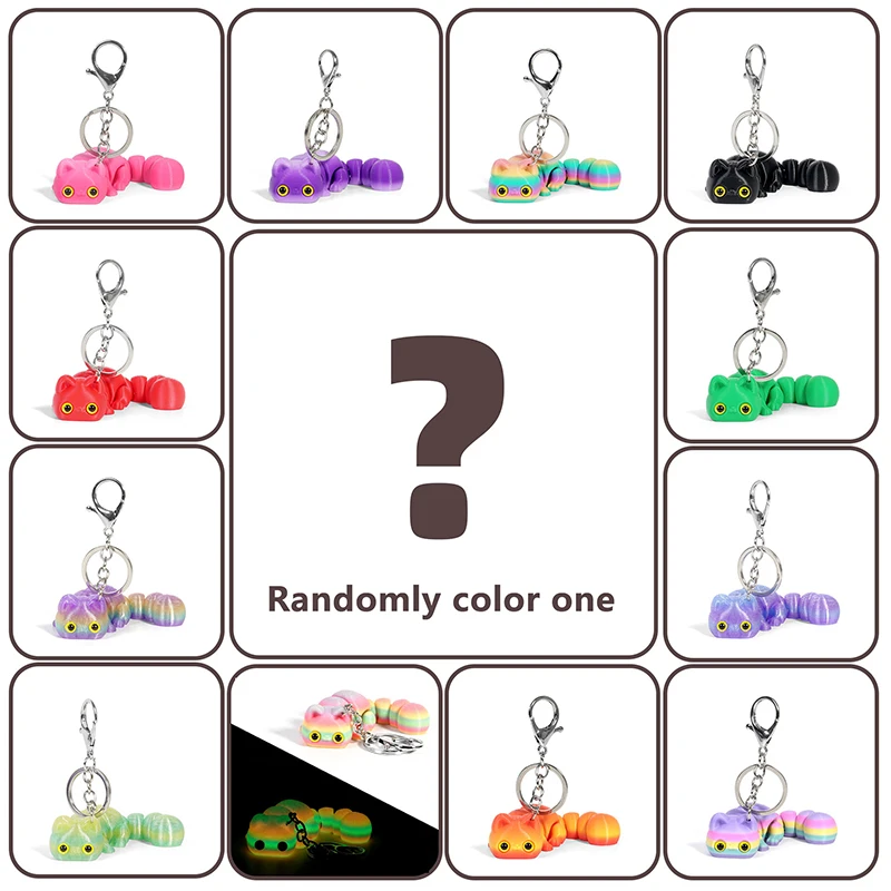 ثلاثية الأبعاد مطبوعة مفصلية محظوظ القط المفاتيح الكرتون متعدد الألوان المنقولة حلقة رئيسية على ظهره اكسسوارات الديكور هدايا عيد الميلاد #1