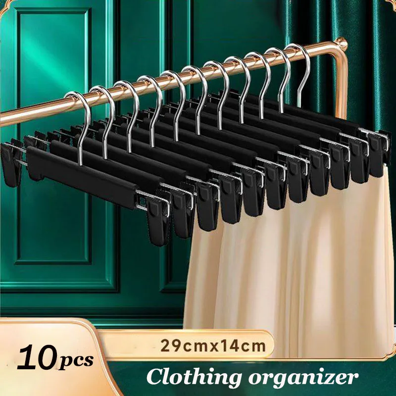 

10pcs Frosted Pants Hanger Pants Organizer Clothes Strong Clamp Trouser Rack,Towel JK Skirt Hanger Clip Wardrobe Saves Space