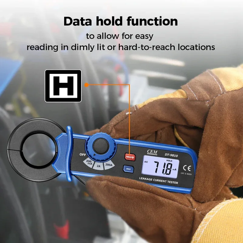 CEM DT-9810 Mini probador de corriente de fuga de CA pantalla multímetro Digital probador de pinza amperimétrica automática