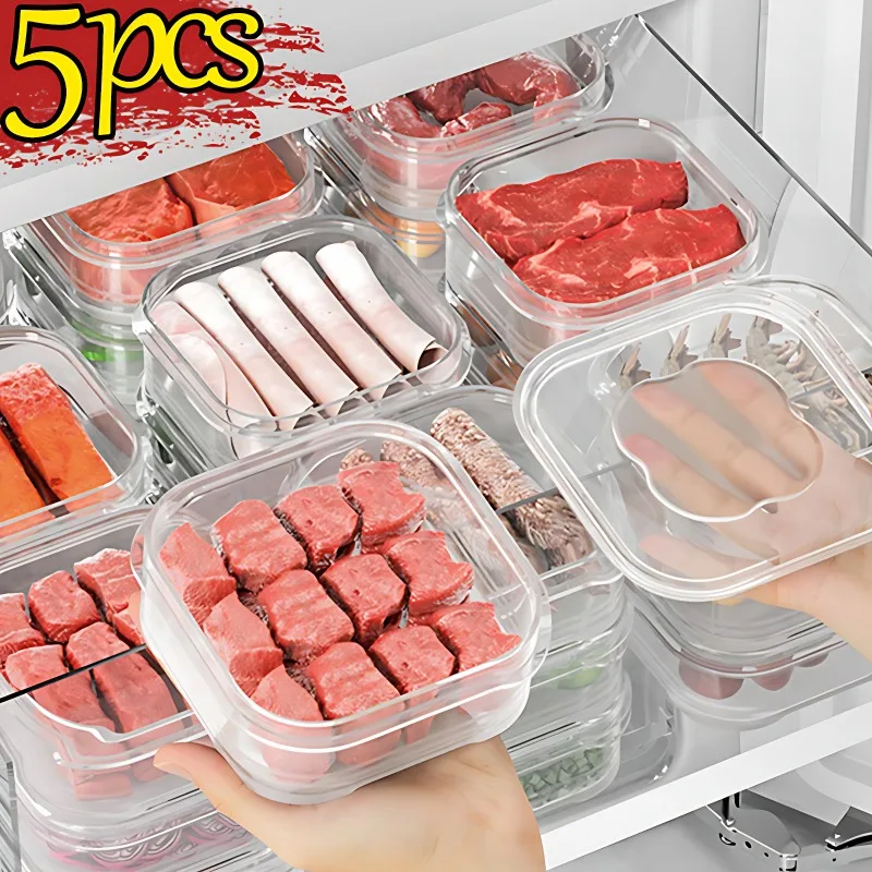 1-5PCS Food Container Freezer Frozen Meat Compartment Box Frozen Food Grade Storage Box Small Preservation Box Dividing Boxes