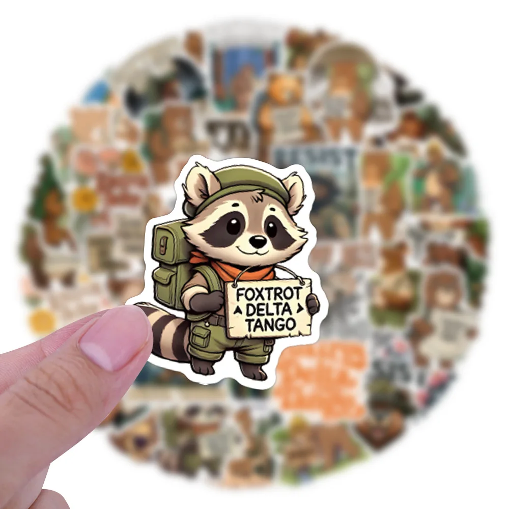 50 قطعة من ملصقات Foxtrot Delta Tango ملصقات جرافيتي على شكل الدب الكرتوني وأكواب الأمتعة المزخرفة وملصقات مقاومة للماء للكمبيوتر