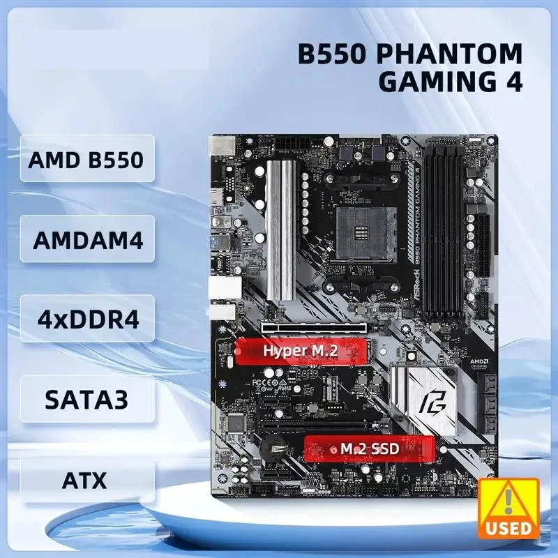 New! B550 PHANTOM GAMING 4 Motherboard AMD B550 Socket AM4 support Ryzen 5 5500 5700G 4600GE 3400G cpu DDR4 128GB M.2 ATX