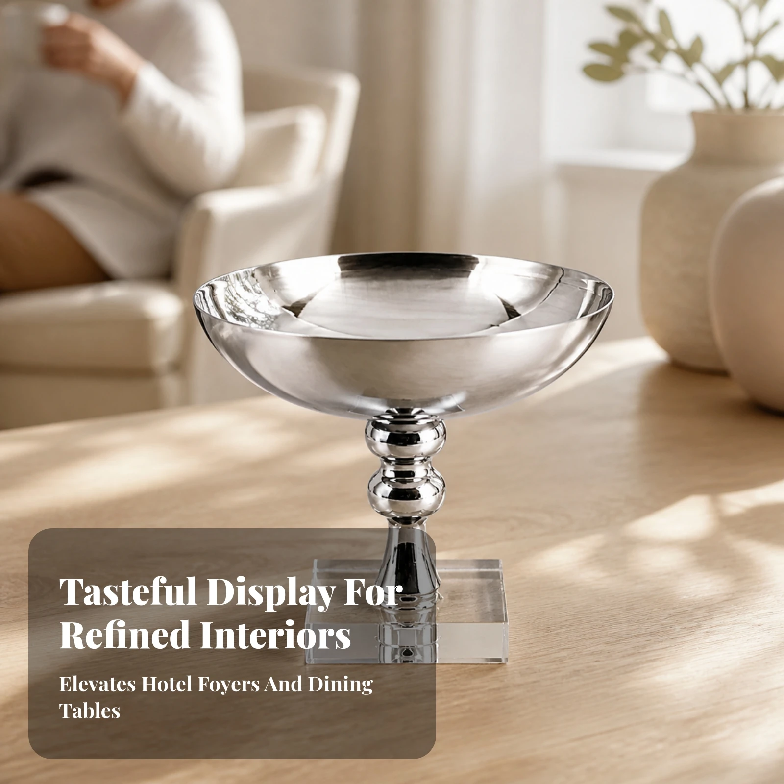 Pedestal Fruit Bowl with Crystal Base Balanced Decorative Fruit Bowl Sturdy Contemporary for Hosts, Dining Table, Buffet