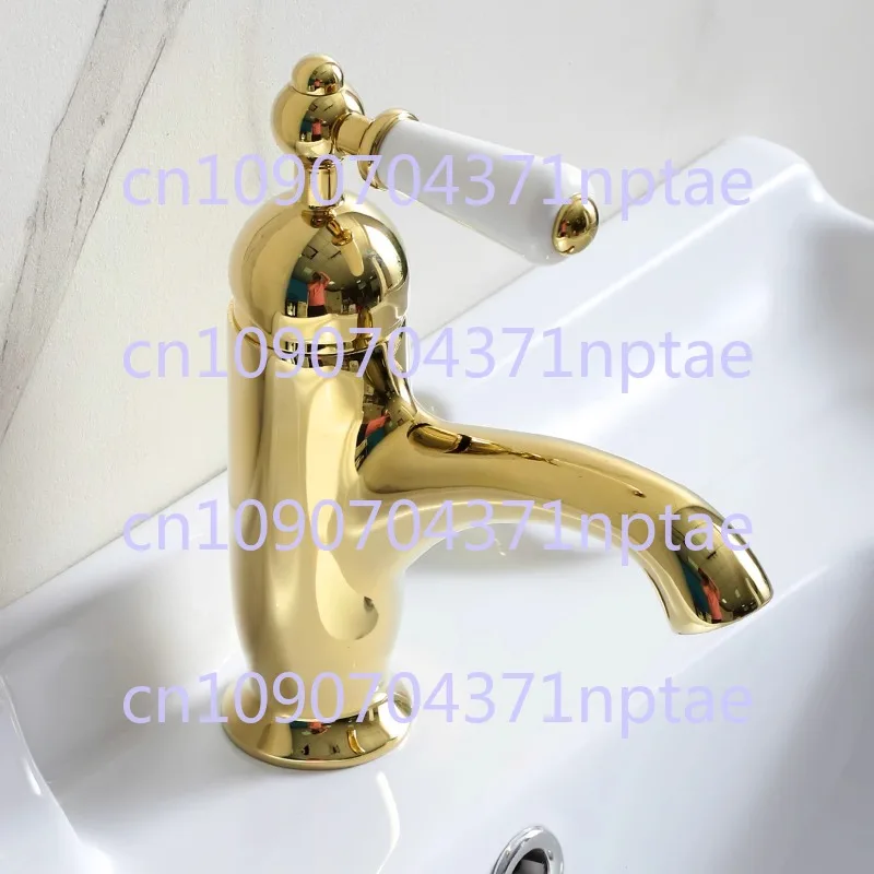 Retro all-copper single-handle washbasin faucet washbasin ceramic handle French washbasin